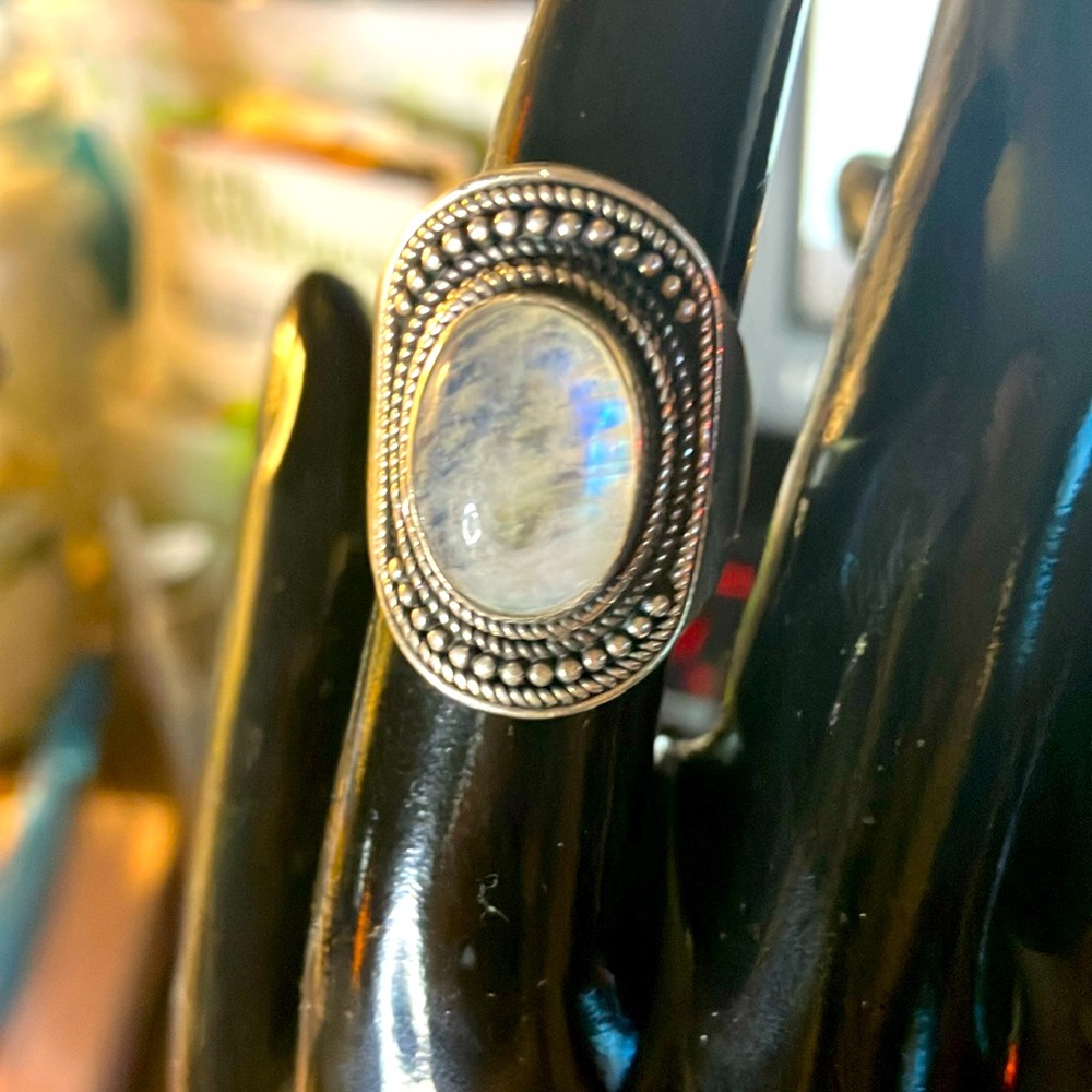 Sterling Silver .925 Moonstone Ring Size 9